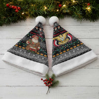 Yemen Christmas Santa Hat with Traditional Santa Black Snowflake Pattern and Festive Lights - Wonder Print Shop