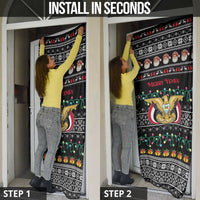 Yemen Christmas Door Cover with Traditional Santa Black Snowflake Pattern and Festive Lights - Wonder Print Shop