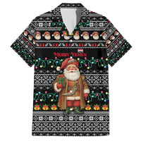 Yemen Christmas Family Matching Off Shoulder Maxi Dress and Hawaiian Shirt with Traditional Santa Black Snowflake Pattern and Festive Lights - Wonder Print Shop
