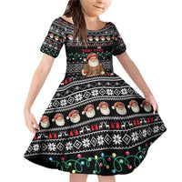 Yemen Christmas Family Matching Off Shoulder Short Dress and Hawaiian Shirt with Traditional Santa Black Snowflake Pattern and Festive Lights - Wonder Print Shop