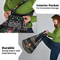 Yemen Christmas Grocery Bag with Traditional Santa Black Snowflake Pattern and Festive Lights - Wonder Print Shop