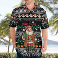 Yemen Christmas Hawaiian Shirt with Traditional Santa Black Snowflake Pattern and Festive Lights - Wonder Print Shop