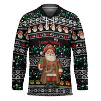 Yemen Christmas Hockey Jersey with Traditional Santa Black Snowflake Pattern and Festive Lights - Wonder Print Shop