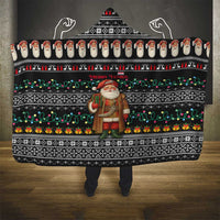 Yemen Christmas Hooded Blanket with Traditional Santa Black Snowflake Pattern and Festive Lights - Wonder Print Shop