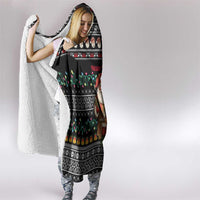 Yemen Christmas Hooded Blanket with Traditional Santa Black Snowflake Pattern and Festive Lights - Wonder Print Shop