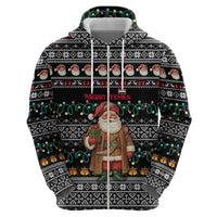 Yemen Christmas Hoodie with Traditional Santa Black Snowflake Pattern and Festive Lights - Wonder Print Shop
