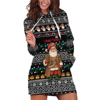 Yemen Christmas Hoodie Dress with Traditional Santa Black Snowflake Pattern and Festive Lights - Wonder Print Shop