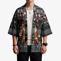 Yemen Christmas Kimono with Traditional Santa Black Snowflake Pattern and Festive Lights - Wonder Print Shop