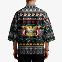 Yemen Christmas Kimono with Traditional Santa Black Snowflake Pattern and Festive Lights - Wonder Print Shop