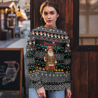 Yemen Christmas Ugly Christmas Sweater with Traditional Santa Black Snowflake Pattern and Festive Lights - Wonder Print Shop