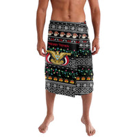 Yemen Christmas Lavalava with Traditional Santa Black Snowflake Pattern and Festive Lights - Wonder Print Shop