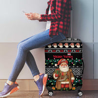 Yemen Christmas Luggage Cover with Traditional Santa Black Snowflake Pattern and Festive Lights - Wonder Print Shop