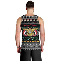 Yemen Christmas Men Tank Top with Traditional Santa Black Snowflake Pattern and Festive Lights - Wonder Print Shop