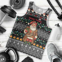 Yemen Christmas Men Tank Top with Traditional Santa Black Snowflake Pattern and Festive Lights - Wonder Print Shop