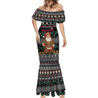 Yemen Christmas Mermaid Dress with Traditional Santa Black Snowflake Pattern and Festive Lights - Wonder Print Shop
