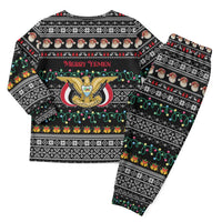 Yemen Christmas Pajama Set with Traditional Santa Black Snowflake Pattern and Festive Lights - Wonder Print Shop