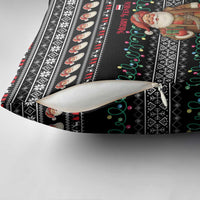 Yemen Christmas Pillow Cover with Traditional Santa Black Snowflake Pattern and Festive Lights - Wonder Print Shop