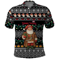 Yemen Christmas Polo Shirt with Traditional Santa Black Snowflake Pattern and Festive Lights - Wonder Print Shop