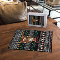 Yemen Christmas Puzzle with Traditional Santa Black Snowflake Pattern and Festive Lights - Wonder Print Shop
