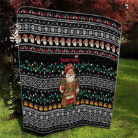 Yemen Christmas Quilt with Traditional Santa Black Snowflake Pattern and Festive Lights - Wonder Print Shop