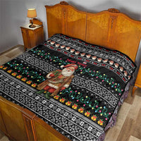 Yemen Christmas Quilt with Traditional Santa Black Snowflake Pattern and Festive Lights - Wonder Print Shop