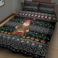 Yemen Christmas Quilt Bed Set with Traditional Santa Black Snowflake Pattern and Festive Lights - Wonder Print Shop
