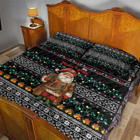 Yemen Christmas Quilt Bed Set with Traditional Santa Black Snowflake Pattern and Festive Lights - Wonder Print Shop