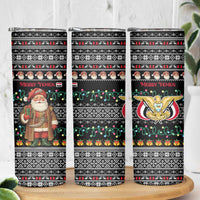 Yemen Christmas Skinny Tumbler with Traditional Santa Black Snowflake Pattern and Festive Lights - Wonder Print Shop
