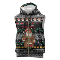 Yemen Christmas Sleeveless Zip Hoodie with Traditional Santa Black Snowflake Pattern and Festive Lights - Wonder Print Shop