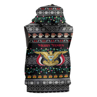 Yemen Christmas Sleeveless Zip Hoodie with Traditional Santa Black Snowflake Pattern and Festive Lights - Wonder Print Shop