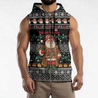 Yemen Christmas Sleeveless Zip Hoodie with Traditional Santa Black Snowflake Pattern and Festive Lights - Wonder Print Shop