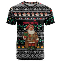 Yemen Christmas T Shirt with Traditional Santa Black Snowflake Pattern and Festive Lights - Wonder Print Shop
