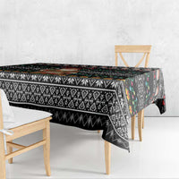 Yemen Christmas Tablecloth with Traditional Santa Black Snowflake Pattern and Festive Lights - Wonder Print Shop