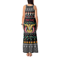 Yemen Christmas Tank Maxi Dress with Traditional Santa Black Snowflake Pattern and Festive Lights - Wonder Print Shop