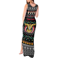 Yemen Christmas Tank Maxi Dress with Traditional Santa Black Snowflake Pattern and Festive Lights - Wonder Print Shop
