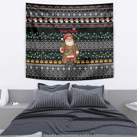 Yemen Christmas Tapestry with Traditional Santa Black Snowflake Pattern and Festive Lights - Wonder Print Shop