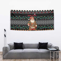 Yemen Christmas Tapestry with Traditional Santa Black Snowflake Pattern and Festive Lights - Wonder Print Shop