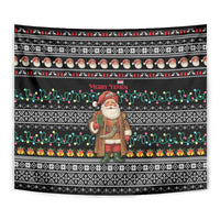 Yemen Christmas Tapestry with Traditional Santa Black Snowflake Pattern and Festive Lights - Wonder Print Shop