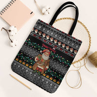 Yemen Christmas Tote Bag with Traditional Santa Black Snowflake Pattern and Festive Lights - Wonder Print Shop