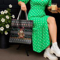 Yemen Christmas Tote Bag with Traditional Santa Black Snowflake Pattern and Festive Lights - Wonder Print Shop