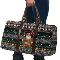Yemen Christmas Travel Bag with Traditional Santa Black Snowflake Pattern and Festive Lights - Wonder Print Shop