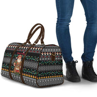 Yemen Christmas Travel Bag with Traditional Santa Black Snowflake Pattern and Festive Lights - Wonder Print Shop