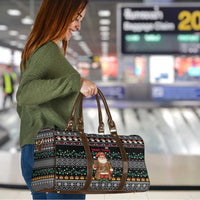 Yemen Christmas Travel Bag with Traditional Santa Black Snowflake Pattern and Festive Lights - Wonder Print Shop
