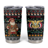Yemen Christmas Tumbler Cup with Traditional Santa Black Snowflake Pattern and Festive Lights - Wonder Print Shop