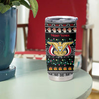 Yemen Christmas Tumbler Cup with Traditional Santa Black Snowflake Pattern and Festive Lights - Wonder Print Shop