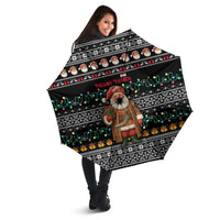 Yemen Christmas Umbrella with Traditional Santa Black Snowflake Pattern and Festive Lights - Wonder Print Shop