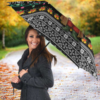 Yemen Christmas Umbrella with Traditional Santa Black Snowflake Pattern and Festive Lights - Wonder Print Shop