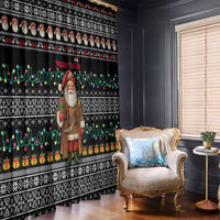 Yemen Christmas Window Curtain with Traditional Santa Black Snowflake Pattern and Festive Lights - Wonder Print Shop