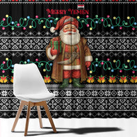 Yemen Christmas Window Curtain with Traditional Santa Black Snowflake Pattern and Festive Lights - Wonder Print Shop