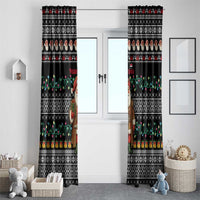 Yemen Christmas Window Curtain with Traditional Santa Black Snowflake Pattern and Festive Lights - Wonder Print Shop